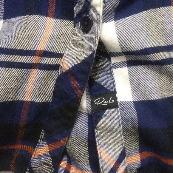Rails Hunter Soft Plaid Flannel Button Down Shirt Navy Rust Size Small - Picture 6 of 10